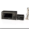 Vintage Camera Equipment Display With Main Body Small Accessory And Flash Unit