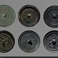 Vintage Bronze Mirrors Decorative Ornament Set With Intricate Traditional Patterns