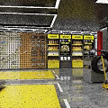 4S Automotive Service Workshop With Yellow Floor Repair Tools And Equipment Setup