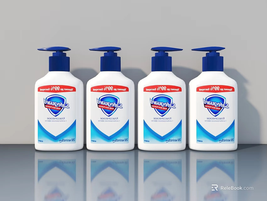 Dial Antibacterial Liquid Hand Soap Four White Pump Bottles for Bathroom Use 3d model 