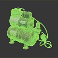 Stationary Air Compressor With Metal Tank Motor Hose And Warning Labels
