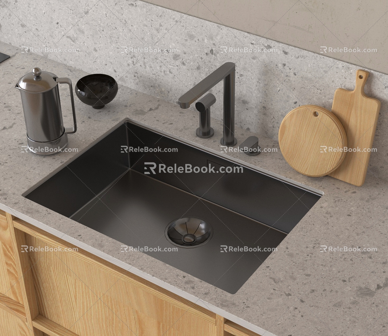 Modern sink vegetable basin embedded sink 3d model