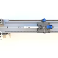Automated Industrial Processing Equipment With Blue Control Components And Conveyor Workbench