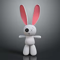 White Rabbit Doll With Long Pink Ears And Unique X Shaped Eye Design