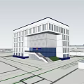 Modern Multi Storey Building Exterior Design With Large Windows Glass Facade And Entrance Steps