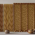 Log Pillar Homestay Partition Railing Fence 3d model