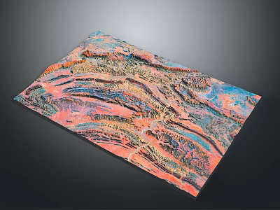 Vibrant Textured Abstract Wavy Pattern Rug With Pink Blue Orange Tones 3d model