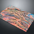 Vibrant Textured Abstract Wavy Pattern Rug With Pink Blue Orange Tones