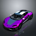 Purple Sports Car With Sleek Design White Roof And Shiny Body On Dark Background