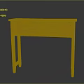 Vintage Wooden Desk With Two Drawers And Golden Handles For Home Study