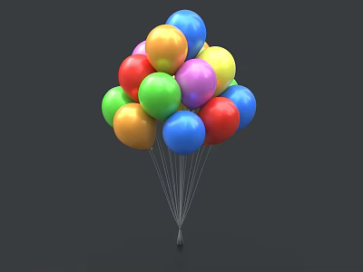 Colorful Balloon Bouquet With Vibrant Mixed Colors For Party Decoration And Celebration Events 3d model