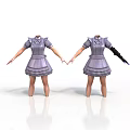 Two Women Mannequins Wearing Purple Dresses With One Having Prosthetic Arm