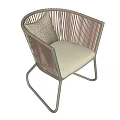 Modern Leisure Chair with Rattan Design Metal Frame and White Cushion