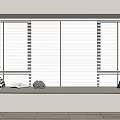 Modern venetian blinds bay window cushion pillow combination venetian blinds window 3d model