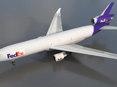 FedEx Commercial Passenger Airliner With White Fuselage Purple Tail And Logo 3d model