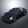 Black Convertible Sports Car with White Top Brown Interior Red Brake Calipers and Reflections