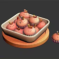 Rabbit Shaped Pink Cupcakes In White Square Tray On Wooden Base