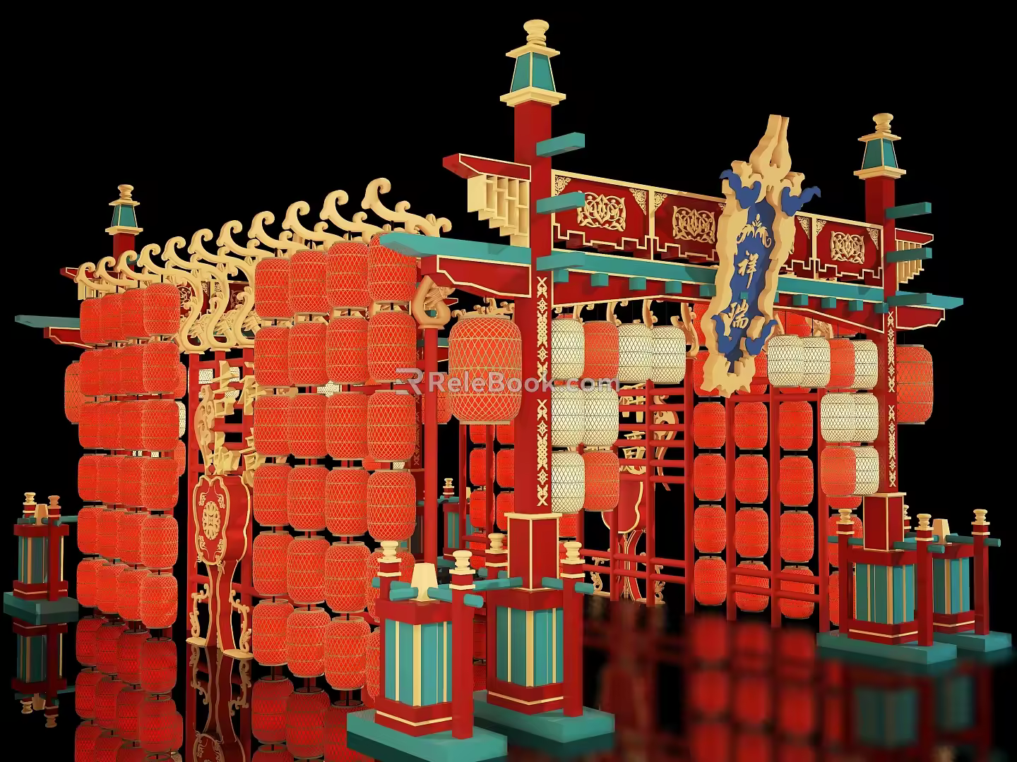 New Chinese Style Net Red Beauty Chen Lantern Wall Lantern Card Wall Lantern Combination Outdoor Device Deduction Stage 3d model