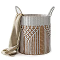 Decorative Handwoven Storage Baskets with Lids Handles for Home Organization