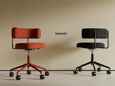 Modern Office Chairs With Orange And Black Upholstered Seats Metal Frames And Swivel Wheels 3d model