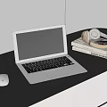 Apple laptop wireless mouse headset books 3d model
