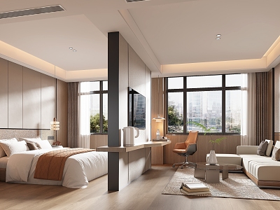 Modern Hotel Room Big Bed Room Standard Room Double Room Hotel Suite 3d model