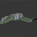 Detailed Mountainous Terrain 3D Model Featuring Green Vegetation And Rocky Formations