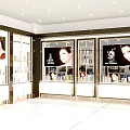 Cosmetics Store Interior With Bright Lighting Display Cabinets Advertising Billboards And Product Shelves