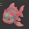 Cute Blue Cartoon Fish Toy With Big Eyes And Pink Decorations
