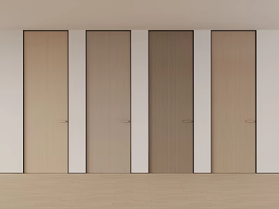 New Chinese Style Bedroom Door Single Door Solid Wooden Door 3d model