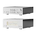 Modern Headphone Amplifier Audio System With Control Knobs And White Black Panel