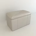 Modern Beige Leather Storage Ottoman With Upholstered Lid And Rectangular Design 3d model