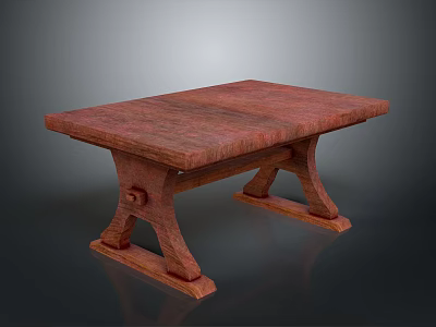 Solid Wood Rustic Table With Unique Sturdy Leg Design And Smooth Tabletop 3d model
