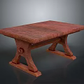 Solid Wood Rustic Table With Unique Sturdy Leg Design And Smooth Tabletop