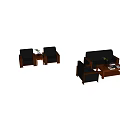 Modern Black Leather Sofa Coffee Table Set With Wooden Frame Side Tables Decorative Books