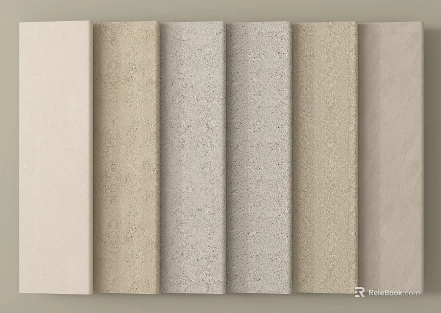 Light Colored Decorative Wall Panels With Different Textures For Interior Design 3d model 