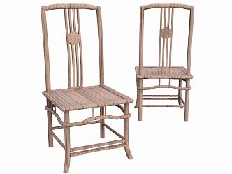 New Chinese Dining Chair Single Chair 3d model