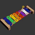 Colorful Wooden Xylophone With Rainbow Colored Keys And Wooden Mallet For Music Play