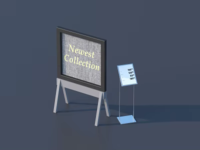 Commercial Equipment for Display with Large Screen and Small Sign Showing Newest Collection 3d model