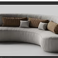 Curved Light Gray Sectional Sofa With Brown And Light Gray Decorative Pillows 3d model