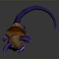 Cute Purple Fantasy Creature With Large Ears Scarf And Long Tail