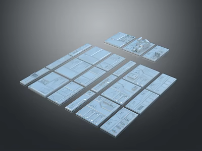 Gray Mechanical Panel Components With Structured Layout And Detailed Design 3d model