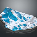 Snow Covered Mountainous Terrain 3D Model With Blue Ridges And White Snow Details