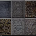 Various Square Rugs With Different Patterns And Stylish Designs For Home Decor 3d model