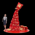Chinese New Year Photo Check in Spot With Red Fortune Bag Golden Ingots
