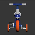 Blue And White Toddler Tricycle With Orange Rim Wheels For Kids Playtime