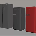Stylish Retro Refrigerators in Three Colors Gray Dark Gray and Red for Home Interior