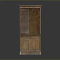 Wooden Storage Cabinet With Glass Door Top And Solid Wood Bottom Shelf Design