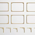 Artistic Gold Decorative Lines Featuring Various Frame Designs And Ornate Corners 3d model