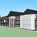 Commercial Street Architectural Design With Landmark Tower And Modern Traditional Buildings